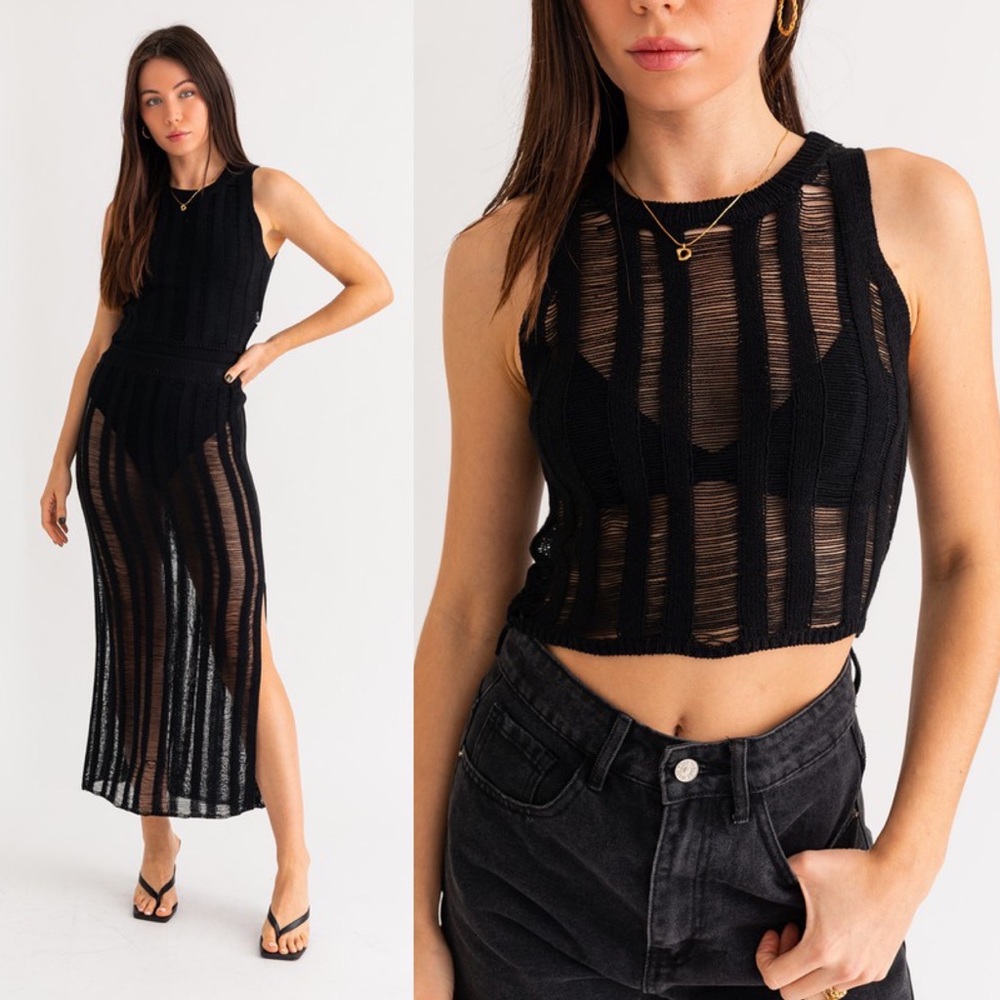 🦃24 HOUR SALE🦃Wild Child Black Ladder Sweater Top and Skirt Set - Picture 6 of 8